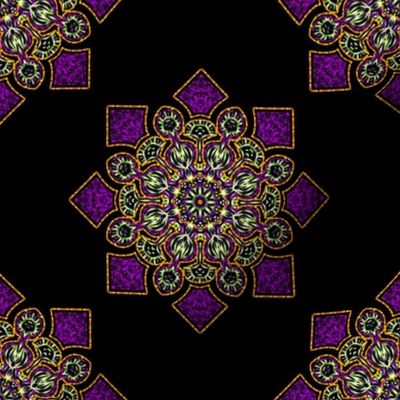 Kaleidoscope Medallion in Purple on Black