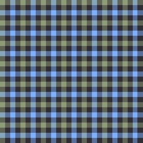 343 $ - Charcoal, denim blue and sage green gingham check  - 100 Pattern Project - medium scale for soft furnishings, apparel, and home decoration