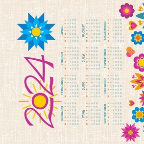 2024 Calendar Folk Art Garden ©Julee Wood - TO PRINT CORRECTLY choose FAT QUARTER in any fabric 54" or wider