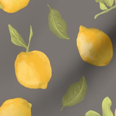 Modern dark gray design with yellow painted lemons