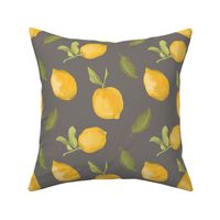 Modern dark gray design with yellow painted lemons