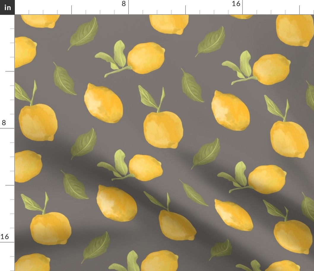 Modern dark gray design with yellow painted lemons