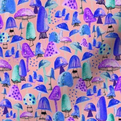 Fantasy Mushrooms - Electric Purple/Blue/Blush Pink