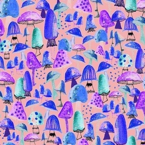 Fantasy Mushrooms - Electric Purple/Blue/Blush Pink