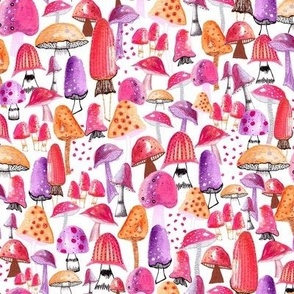 Fantasy Mushrooms - Hot Pink/Vibrant Orange/Purple