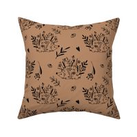 Scandinavian design for kids - hedgehog with flowers and hearts - brown