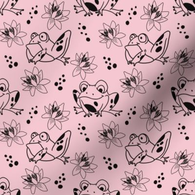 Pastel pink frogs and lotus for kids designs