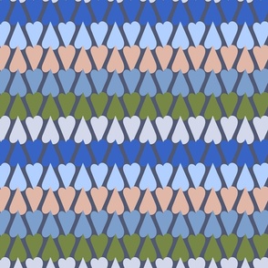 350 - Medium scale Striped Blush, olive green and Blue Hearts - for sailor love projects, home decor, soft furnishings, kids apparel and quilting