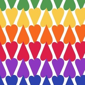 350 - Medium scale rainbow hearts in stripes for home decor, soft furnishings, apparel and quilting