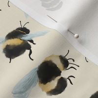 Watercolor bees on cream