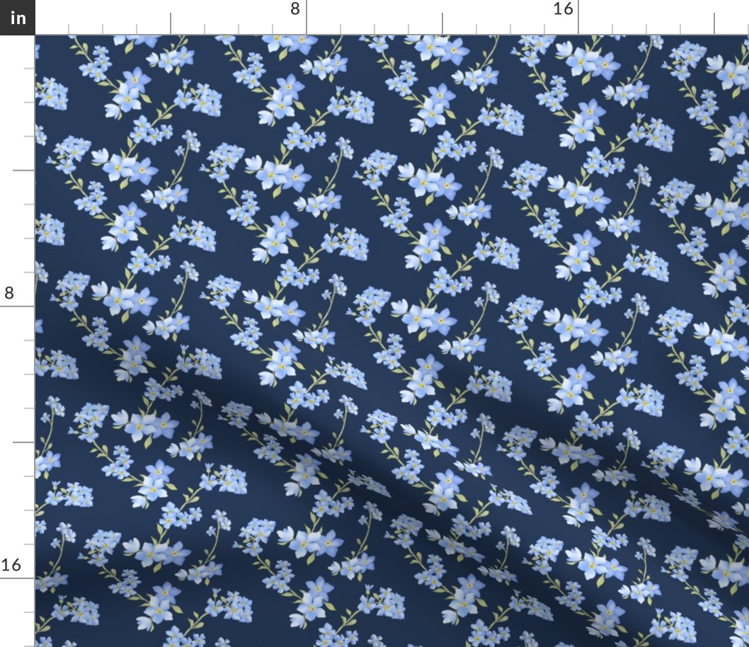 Forget-me-nots on navy blue 