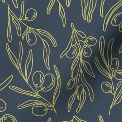 Modern olives design on navy blue