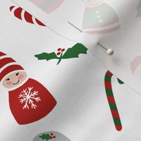 Christmas elves and Santa Claus - red and green