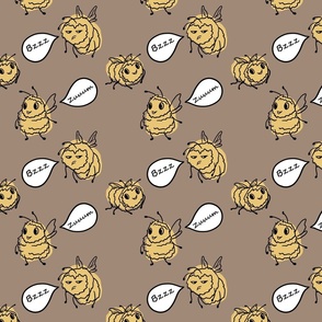 Funny yellow bees on brown