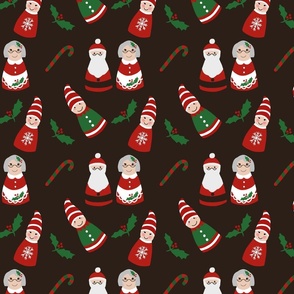 Christmas elves and Santa Claus  - red - green - black