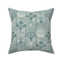 Soft green  earthy deco neutral geometric -textured hand-drawn tribal Art Deco arches -medium