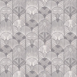 Stone grey earthy deco neutral geometric -textured hand-drawn tribal Art Deco arches - medium