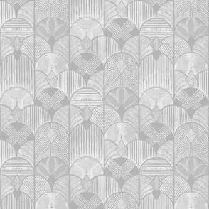 Soft grey earthy deco neutral geometric -textured hand-drawn tribal Art Deco arches -  soft grey - medium