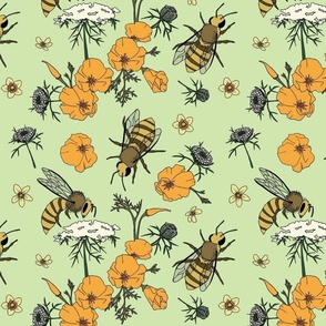 Bees and Blooms in Mint