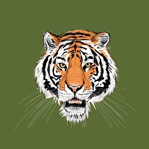 Tiger Face - Medium - Green - Half-brick