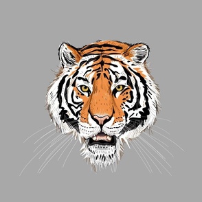 Tiger Face - Medium - Grey - Half-brick