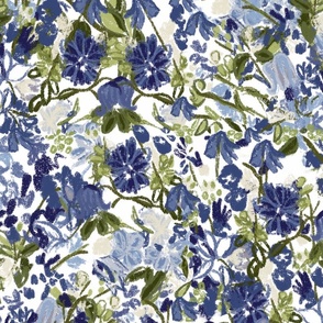 CT2143 Dusty Blue, Navy and Sage  Hollyhock Floral Original