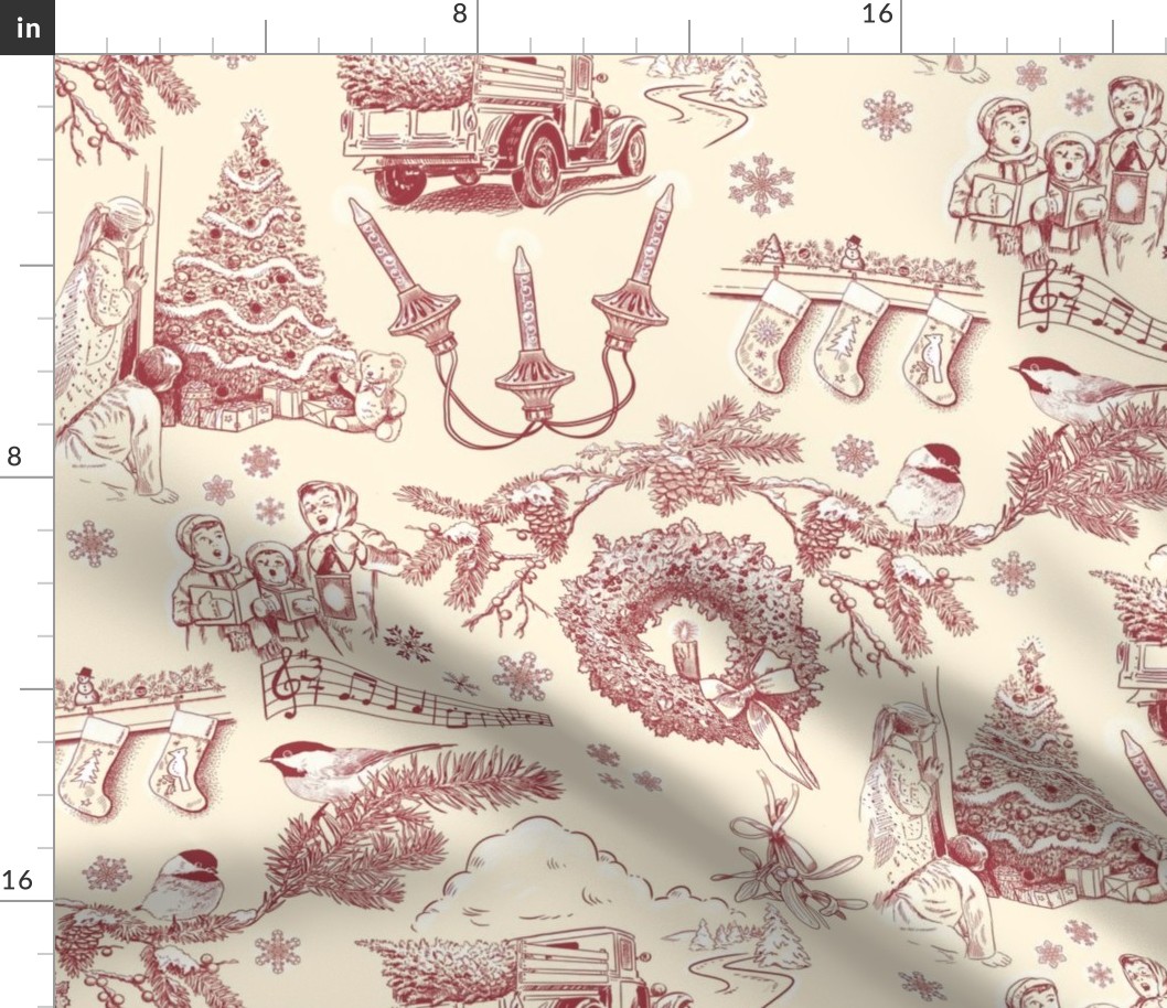 Holiday Traditions Toile Red on Cream