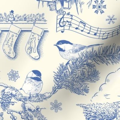 Holiday Traditions Toile Blue on Ivory