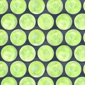 Painterly Dots in Yellow Green on Gray - LARGE