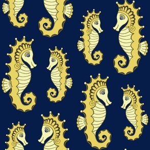 Smiling Seahorse on midnight blue large