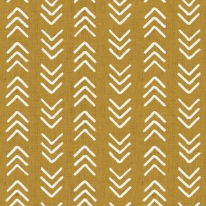 Goldenrod/mustard yellow and soft white brushed arrowheads, chevrons - boho geometric -medium