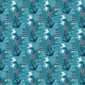 Nautical Scene small Lagoon Blue