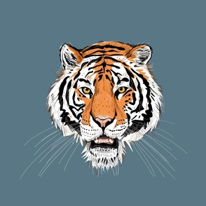 Tiger Face - Large - Blue - Half-drop
