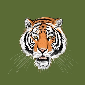 Tiger Face - Large - Green - Half-drop