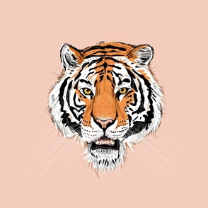 Tiger Face - Large - Pink - Half-drop