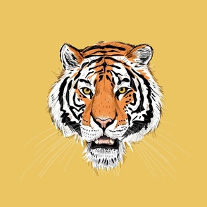 Tiger Face - Large - Yellow - Half-drop