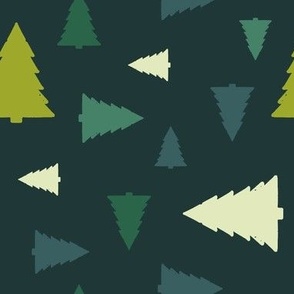 retro christmas trees petrol green 