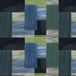 Watercolor Weave-Teals and Greens (medium scale)