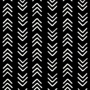 Black and soft white brushed arrowheads, chevrons - boho geometric - medium