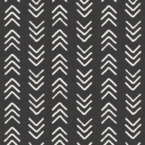 Charcoal grey and soft white brushed arrowheads, chevrons - boho geometric - medium