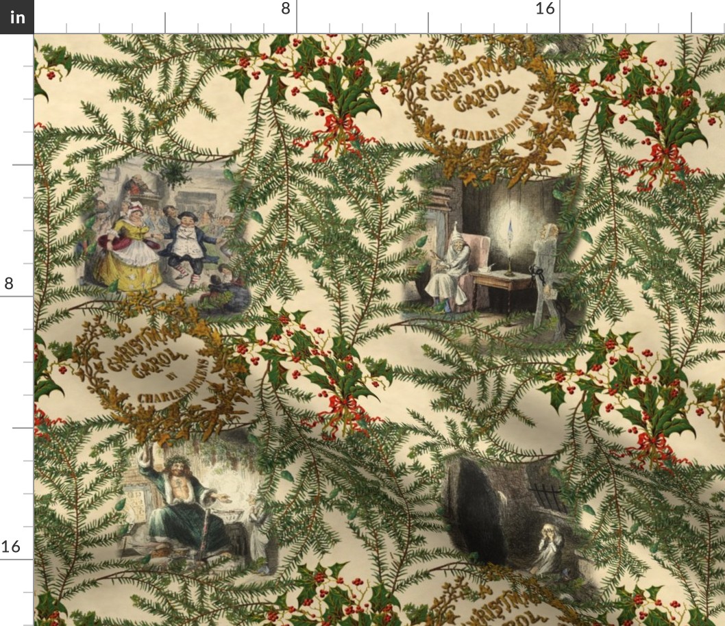 A Christmas Carol Pine Toile  ~Medium