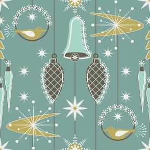 Retro Frosted Christmas Celadon / Large