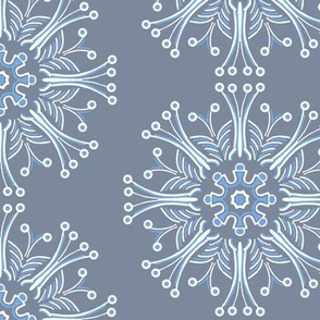 Art Deco Kaleidoscope in Sky Blue on Gray Blue