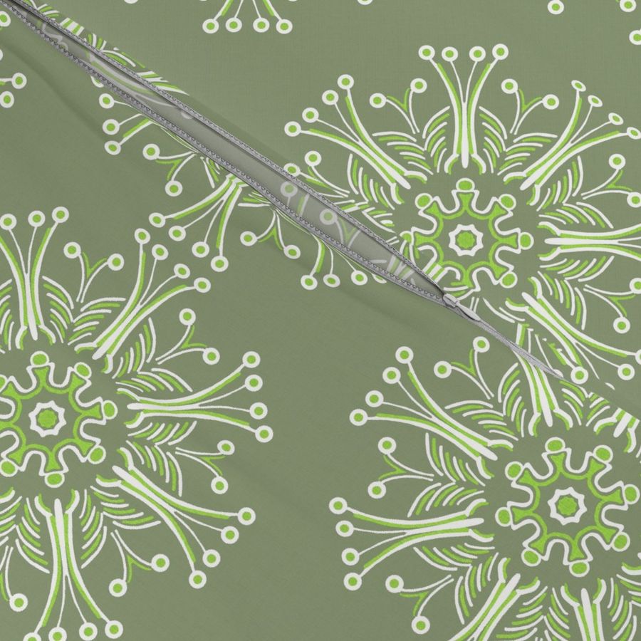 Art Deco Kaleidoscope in Moss Greens