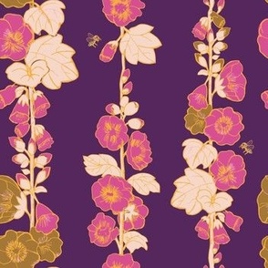Pink and Purple Hollyhocks - Aris's Garden