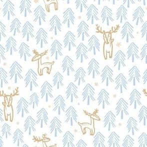 deer and tree Winter woodland 