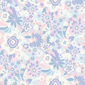 Calm folk floral pink blue by Jac Slade