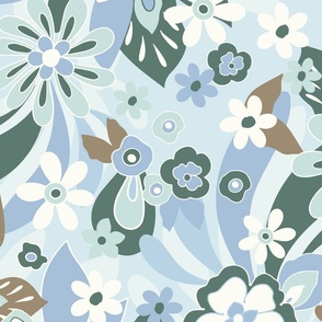 Calm folk floral soft blue jumbo scale by Jac Slade