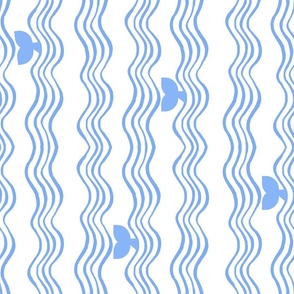 Tea Towel - Beluga whale (blue on white)