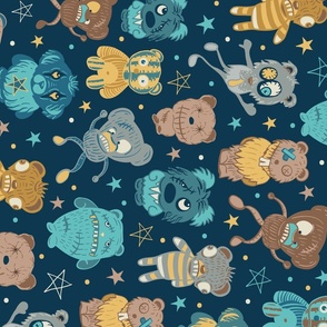(rotated) monsters teddy bears at night